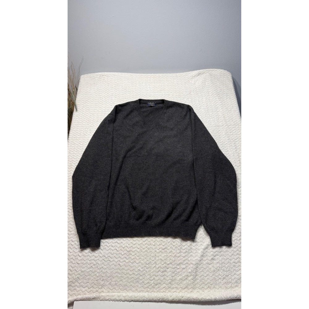 Club Room Estate Cashmere V-Neck Sweater Mens XXL Charcoal Gray 2-Ply Pullover